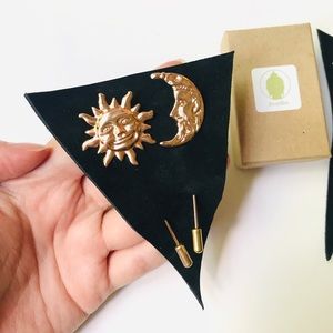 Sun & Moon Gold Brooch Clothing Stick Pin Set